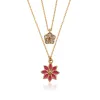 Goldtone Pink Flower Layered Necklace - White sold by Zulily