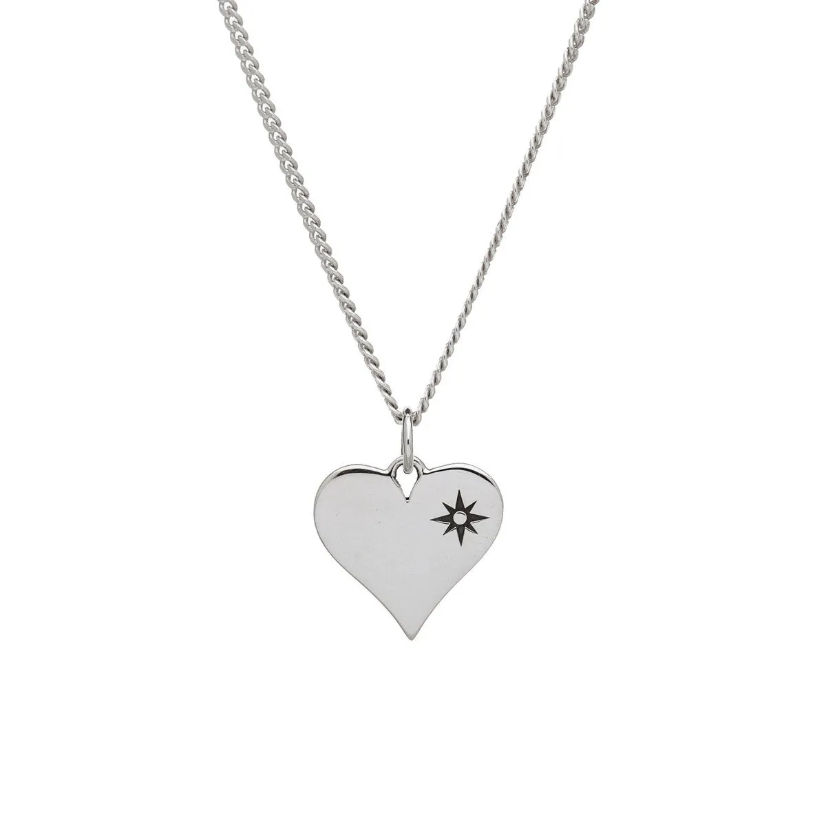Sterling Silver Heart & Star Etched Pendant Necklace - White sold by Zulily