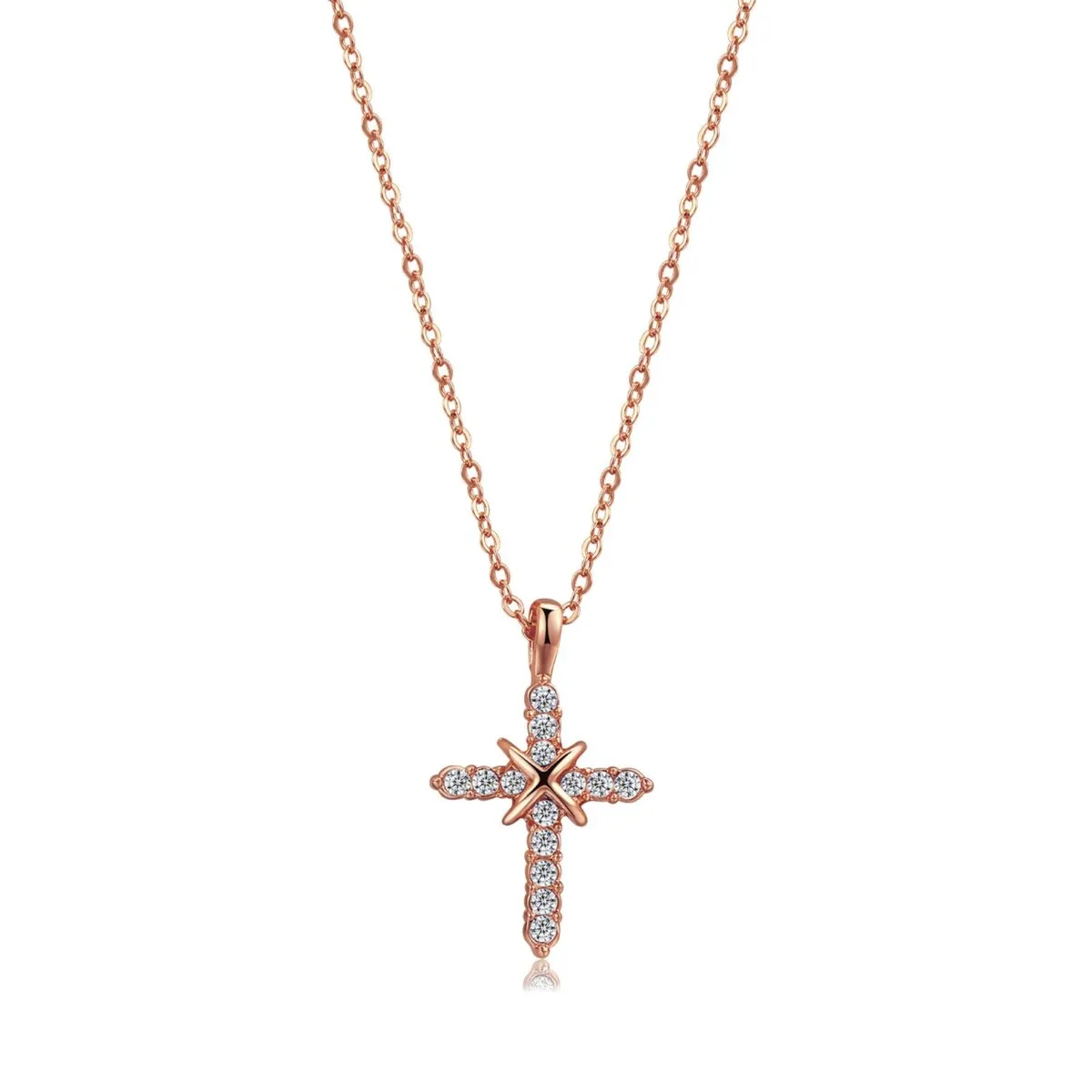 Rose Goldtone Cubic Zirconia Cross Pendant Necklace - White sold by Zulily