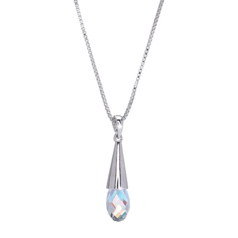 Rhodium Plated AB Briolette Drop Necklace with Swarovski Crystal - White sold by Zulily