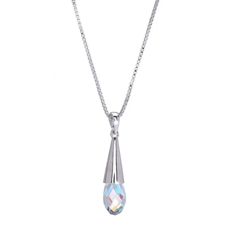 Rhodium Plated AB Briolette Drop Necklace with Swarovski Crystal - White sold by Zulily