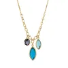 Goldtone Triple Blue Crystals Necklace - White sold by Zulily