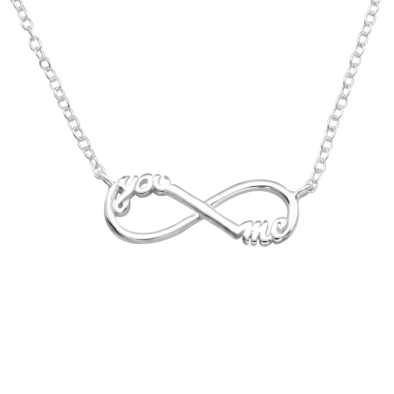 Sterling Silver You Me Infinity Pendant Necklace - White sold by Zulily