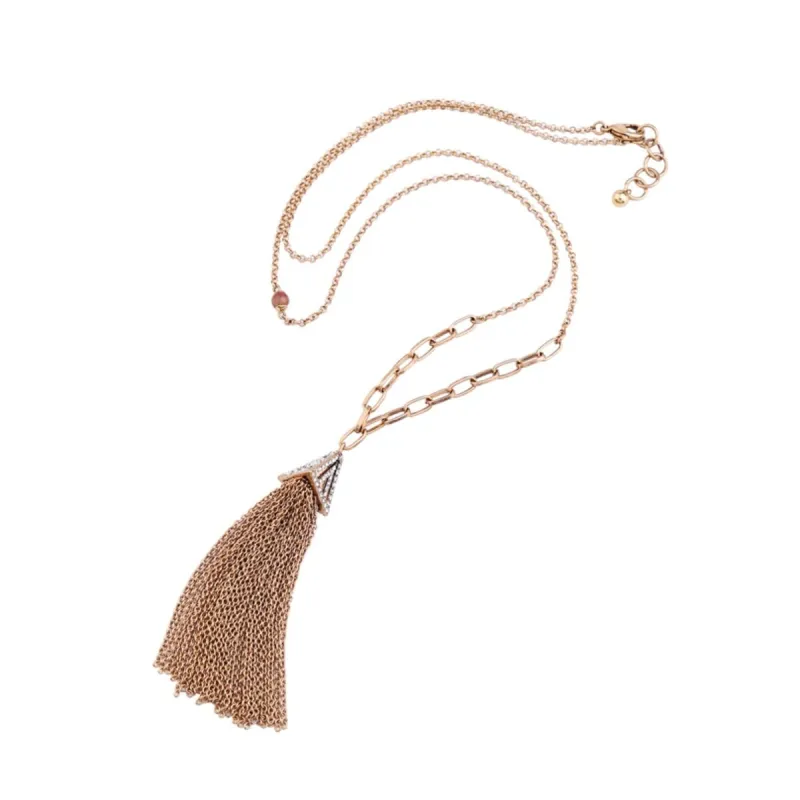 Brass Toned Tasseled Necklace - White sold by Zulily