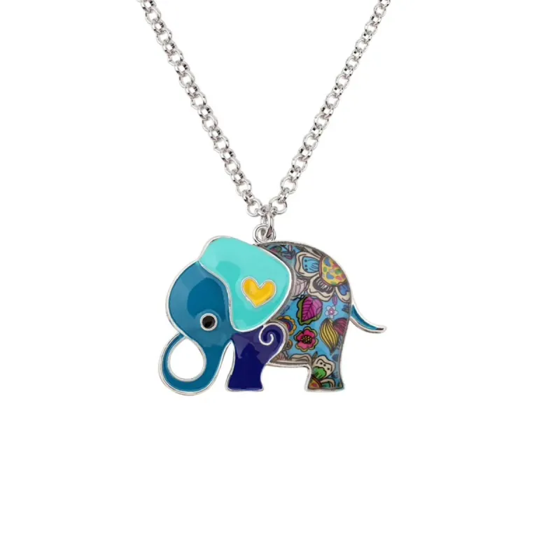 Enamel Mosaic Elephant Pendant Necklace - White sold by Zulily