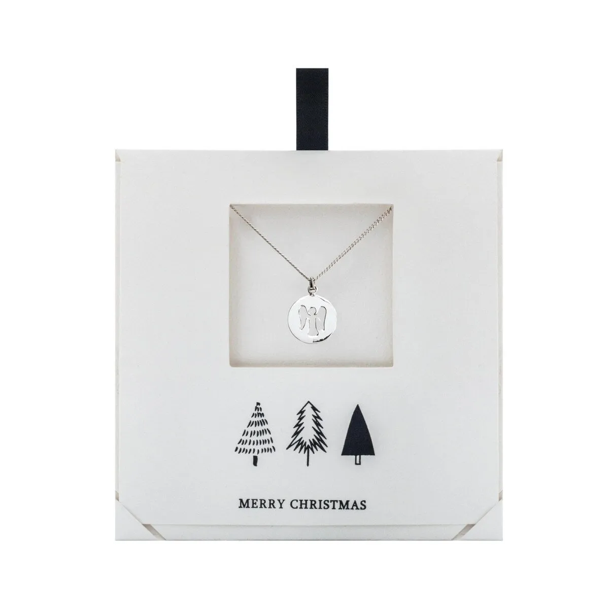 Sterling Silver Circular Angel Pendant Necklace On Holiday Card - White sold by Zulily