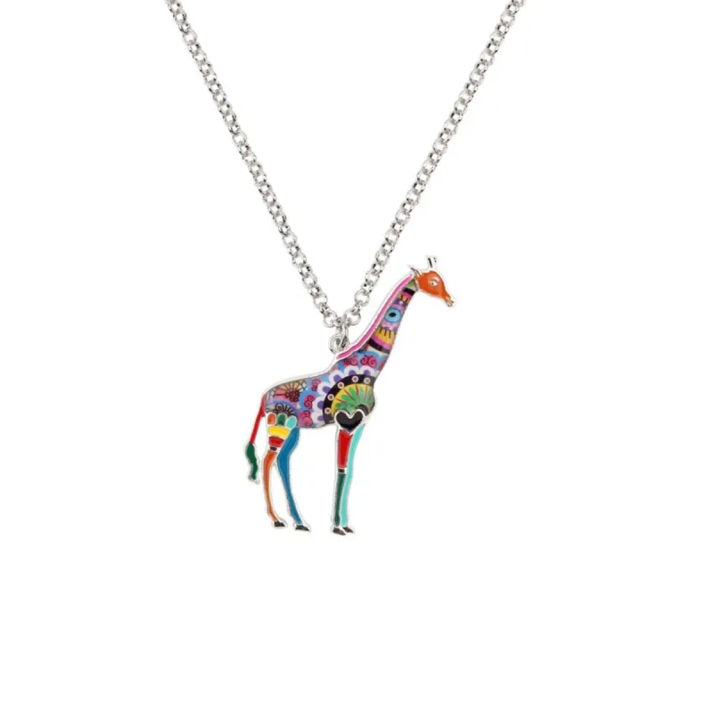 Multi Colored Giraffe Pendant Necklace - White sold by Zulily