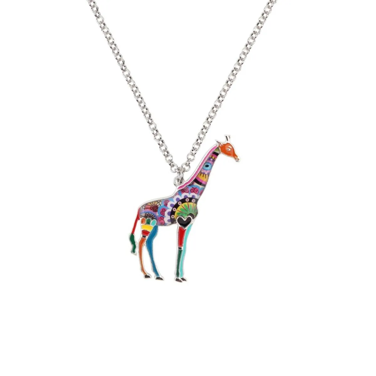 Multi Colored Giraffe Pendant Necklace - White sold by Zulily