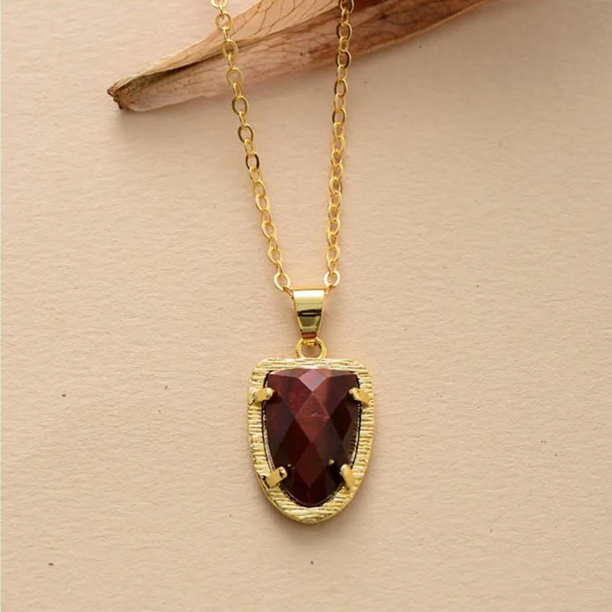 Goldtone Tigers Eye Pendant Necklace - White sold by Zulily