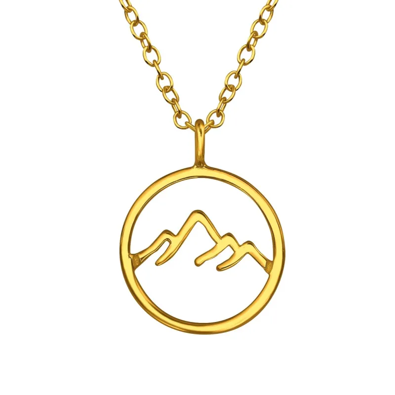 Goldtone Circular Mountain Pendant Necklace (11922-105, 112422-28) - White sold by Zulily