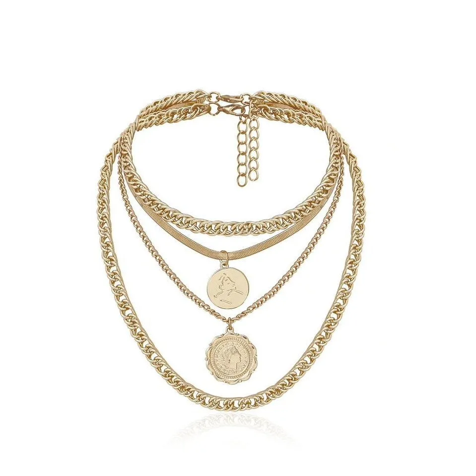 Goldtone Medallion Layered Necklace - White sold by Zulily