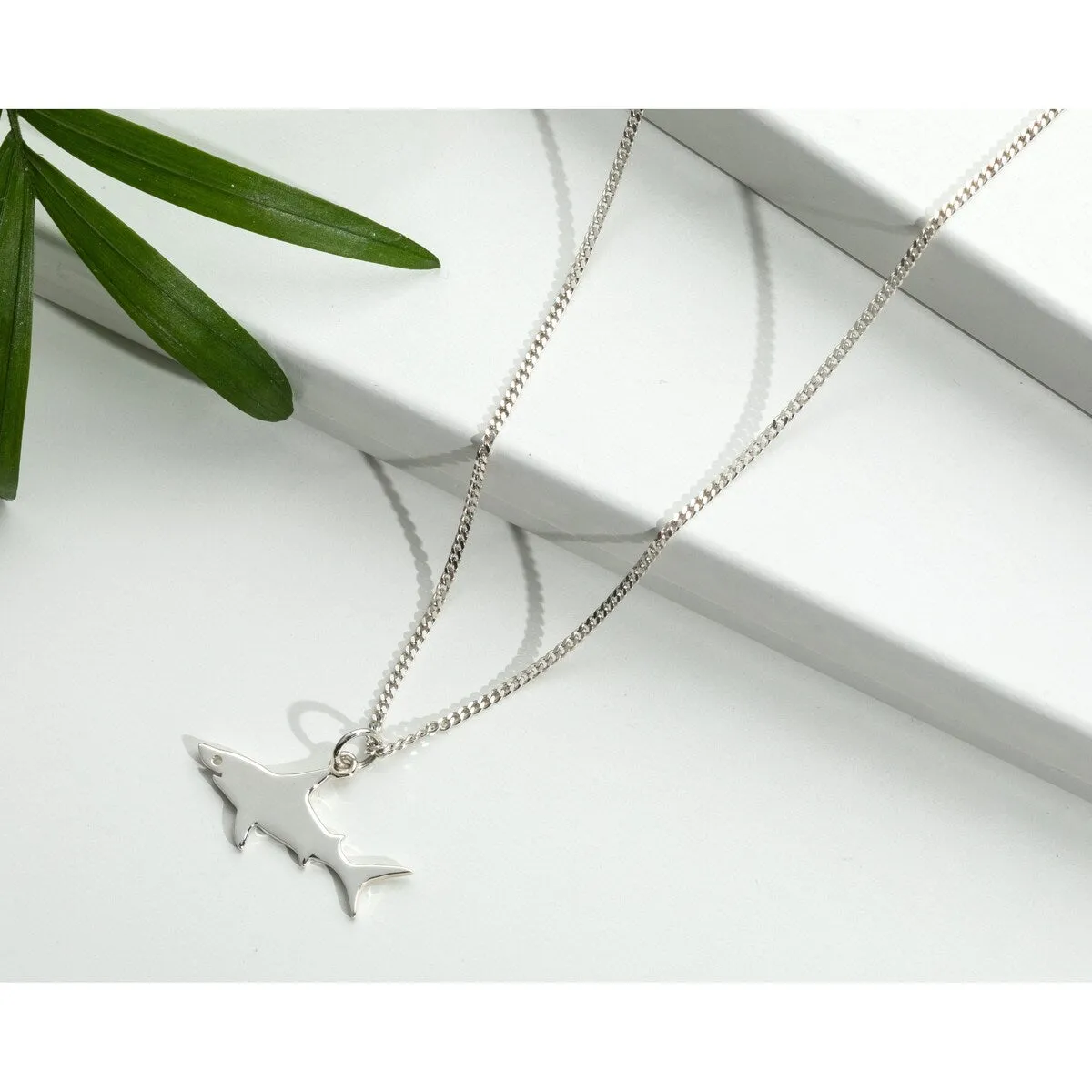 Sterling SIlver Shark Pendant Necklace - White sold by Zulily
