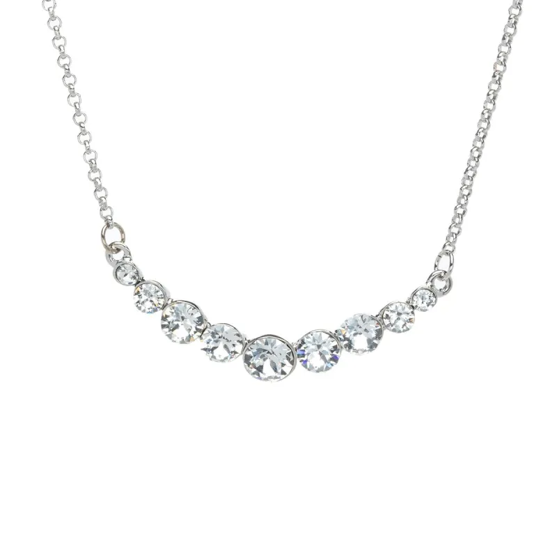 Clear Circular Swarovski Crystal Curved Necklace - White sold by Zulily
