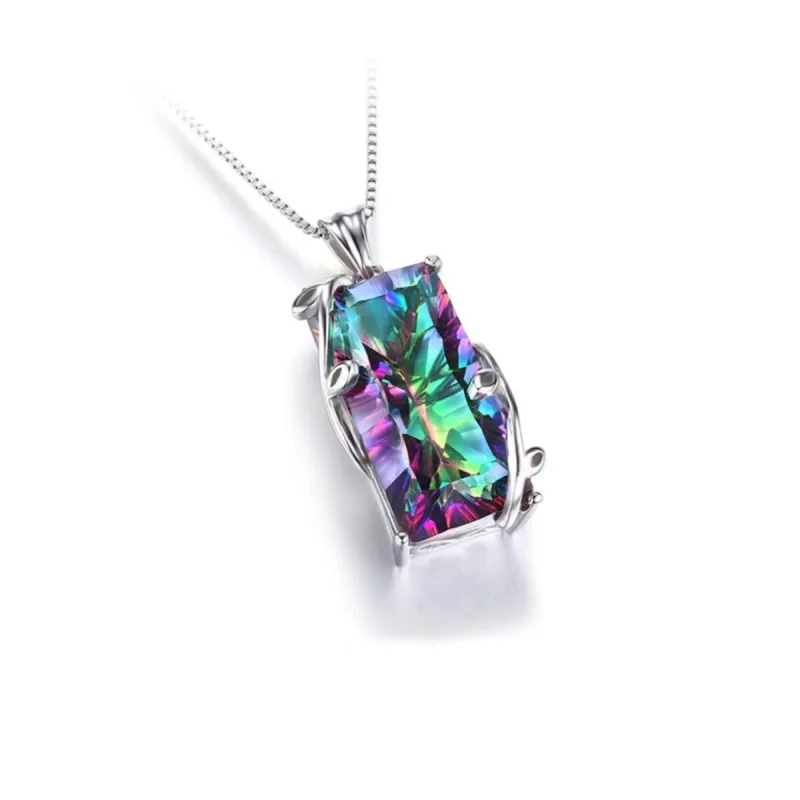 Rectangular Mystic Topaz Cubic Zirconia Pendant Necklace - White sold by Zulily