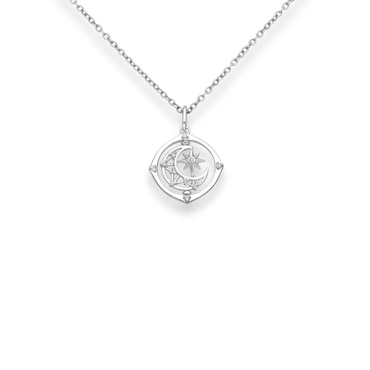 Sterling Silver & Cubic Zirconia Moon & Star Pendant Necklace - White sold by Zulily