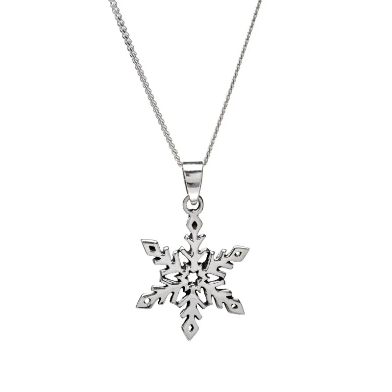 Sterling Silver Snowflake Pendant Necklace - White sold by Zulily