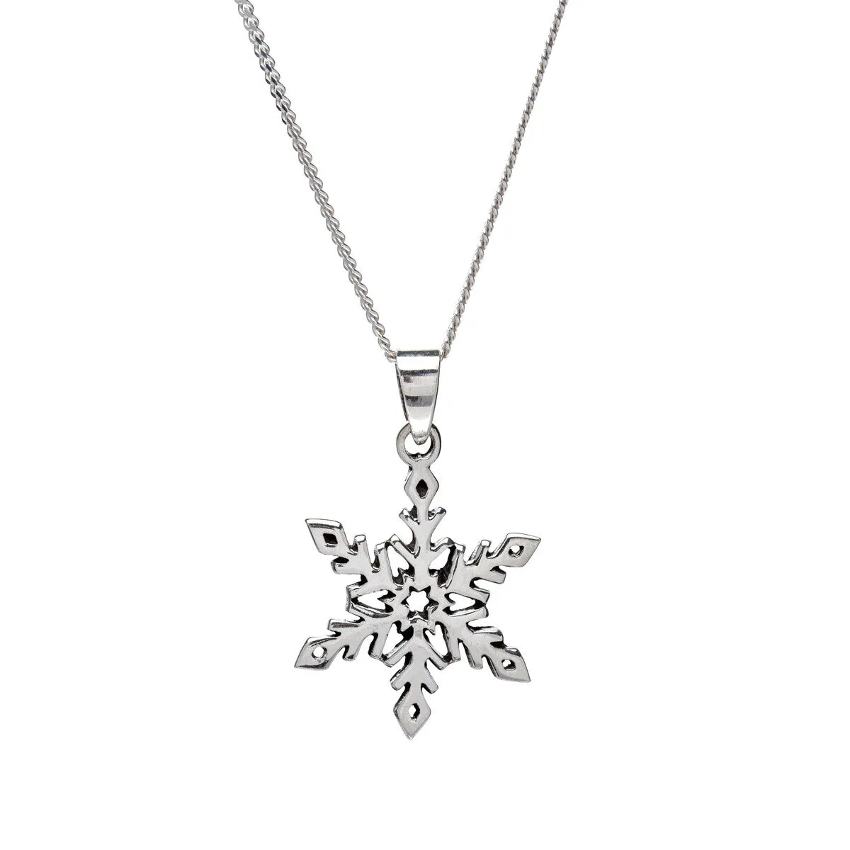 Sterling Silver Snowflake Pendant Necklace - White sold by Zulily