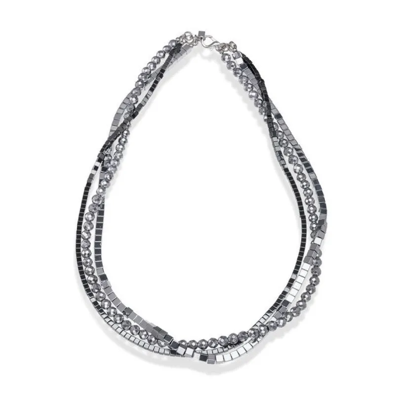 Metallic Beaded Square Multi-strand Necklace - White sold by Zulily