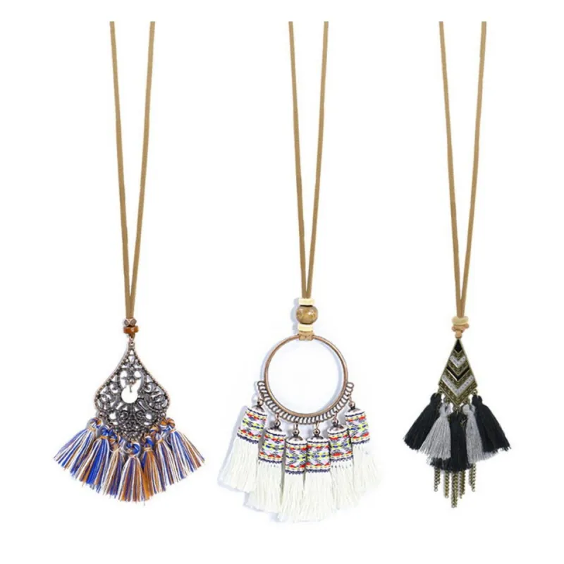 Brass tassel necklace set of 3 - white sold by Zulily