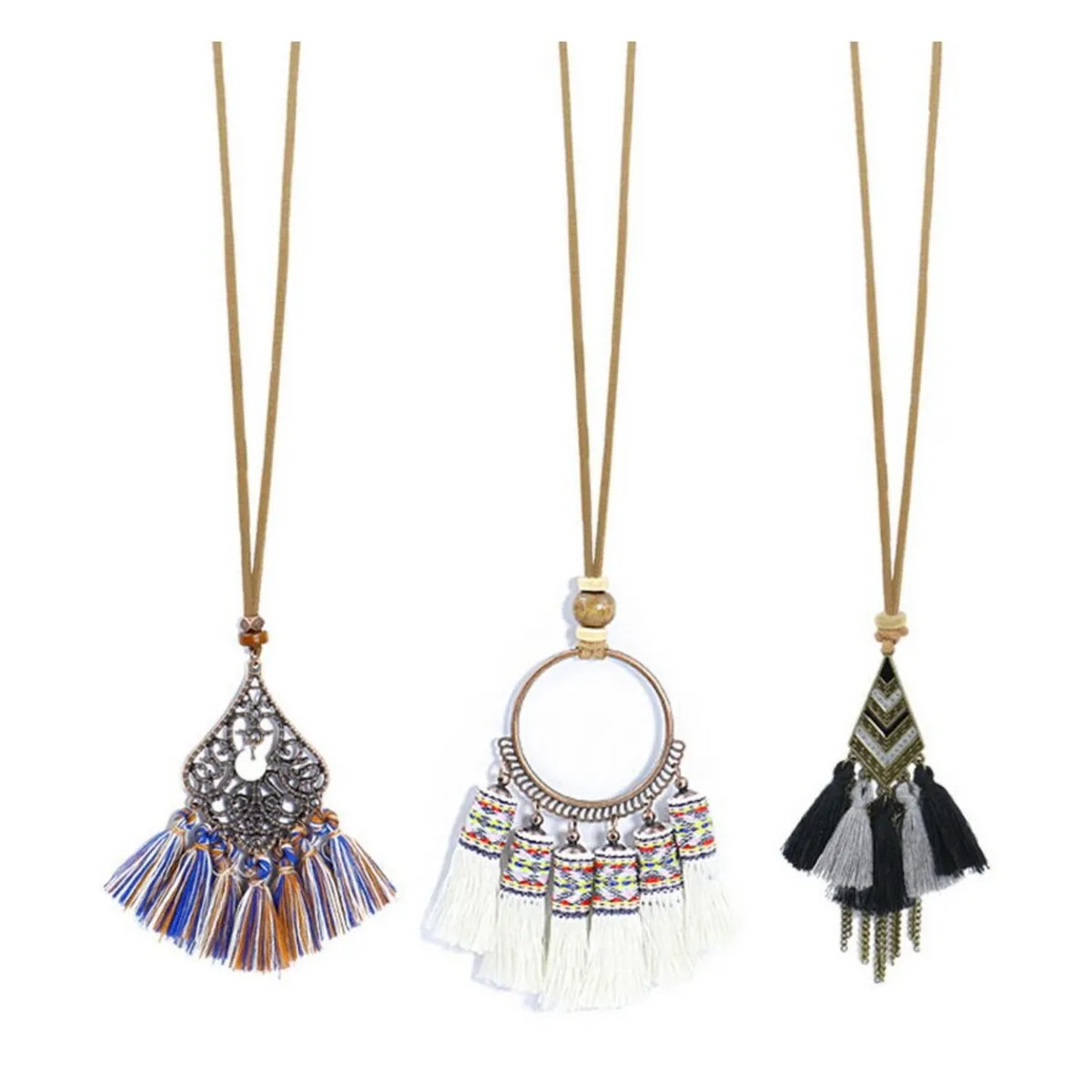 Brass tassel necklace set of 3 - white sold by Zulily