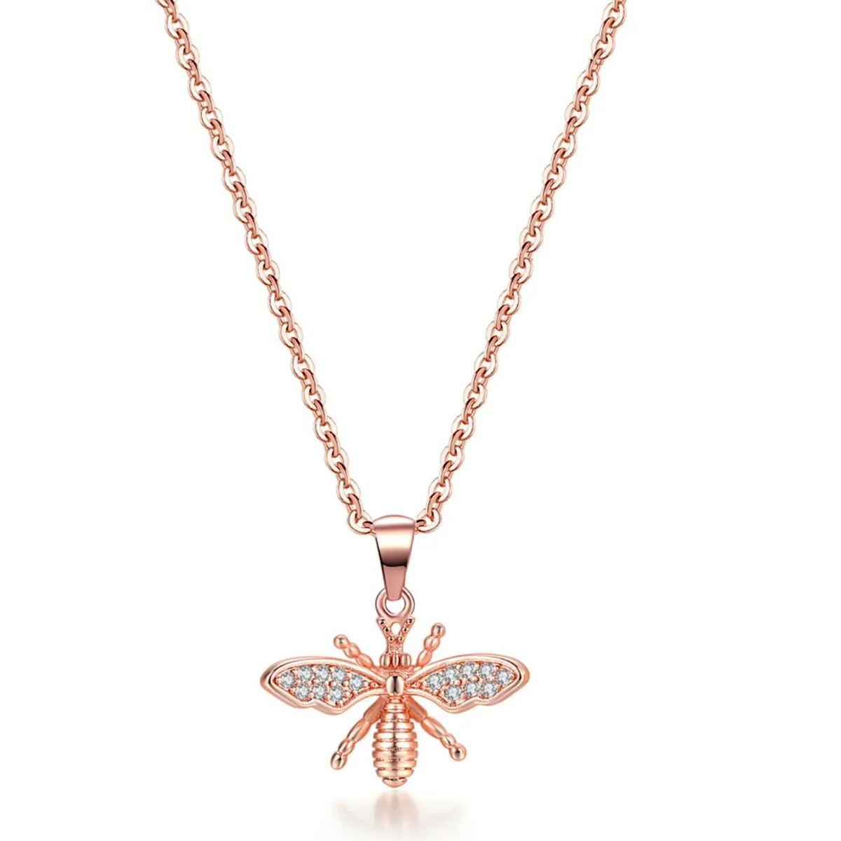 Rose Goldtone Cubic Zirconia Bee Pendant Necklace - White sold by Zulily