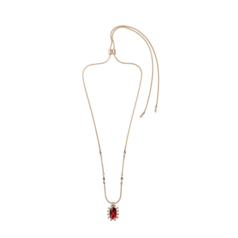 Goldtone Red Crystal Pendant Necklace - White sold by Zulily