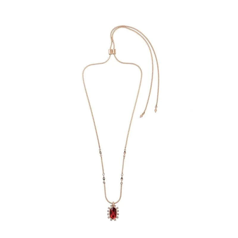 Goldtone Red Crystal Pendant Necklace - White sold by Zulily