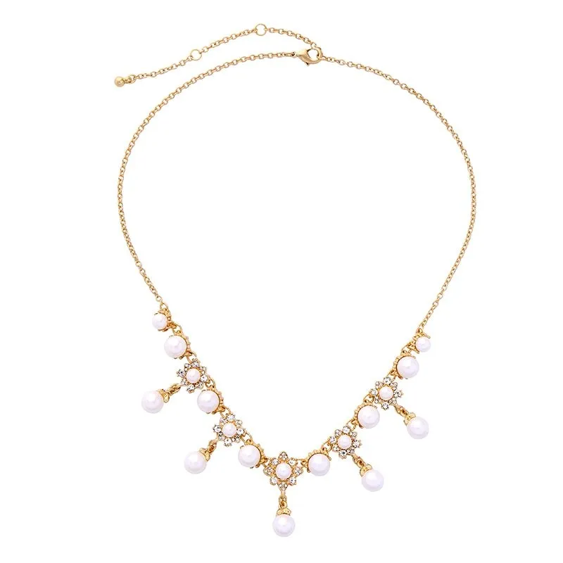 Goldtone Imitation Pearl Statement Necklace - White sold by Zulily