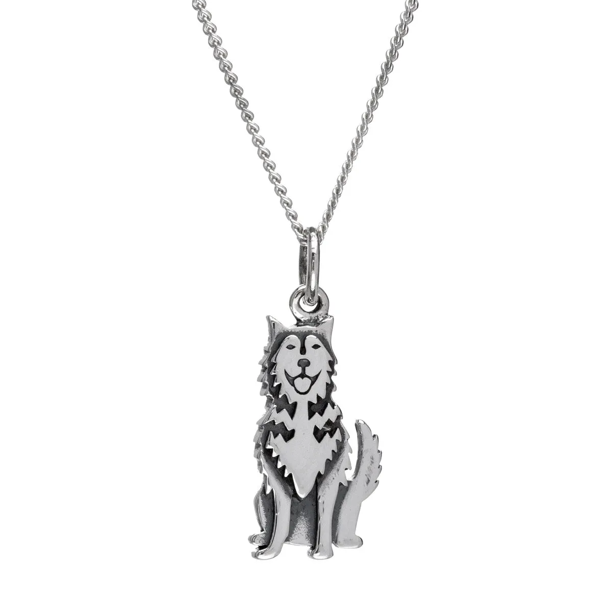 Sterling Silver Husky Dog Pendant Necklace - White sold by Zulily