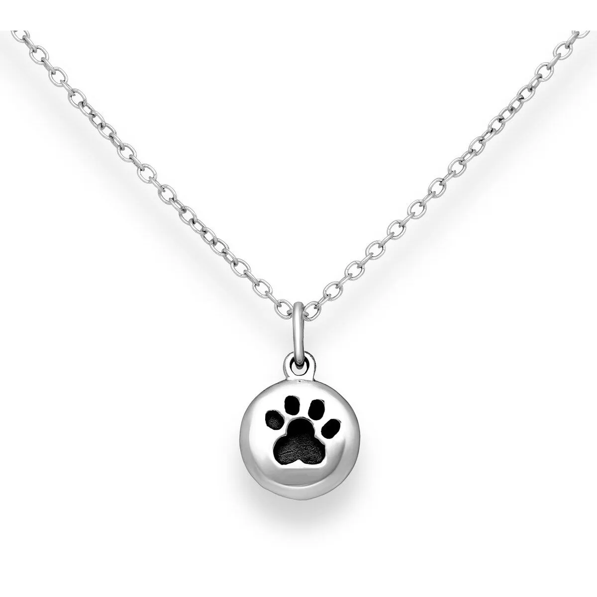 Sterling Silver Circular Paw Print Pendant Necklace - White sold by Zulily