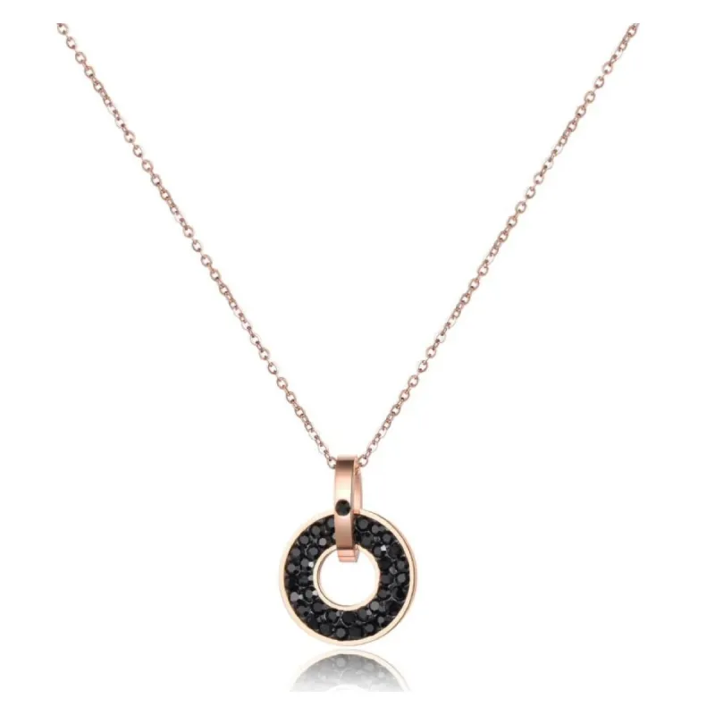 Rose Goldtone Black Cubic Zirconia Open Circle Pendant Necklace - White sold by Zulily
