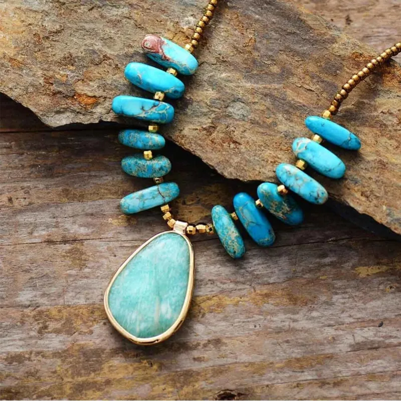 Jasper Amazonite Bohemian Necklace - White sold by Zulily