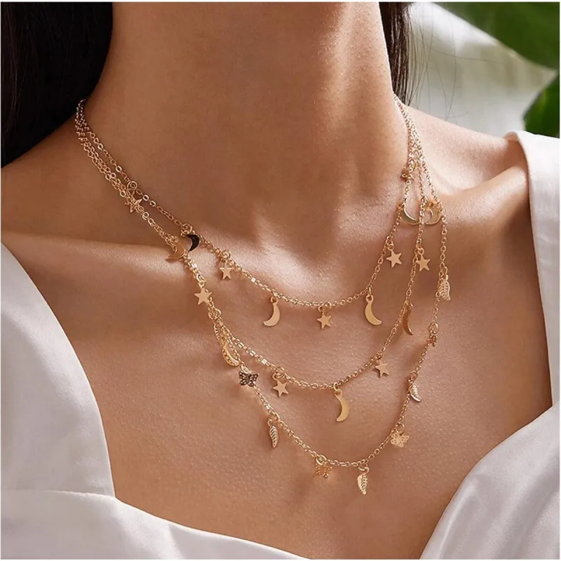 Goldtone Layered Celestial Nature Necklace - White sold by Zulily