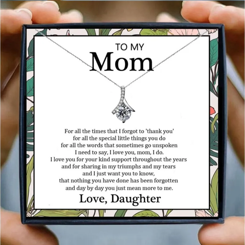Silvertone Cz Pendant Necklace - Thank You Mom - White sold by Zulily