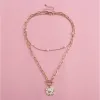 Goldtone Chain Link & Delicate Imitation Pearl Layered Necklace - White sold by Zulily