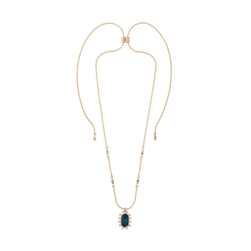 Goldtone Blue Crystal Pendant Necklace - White sold by Zulily
