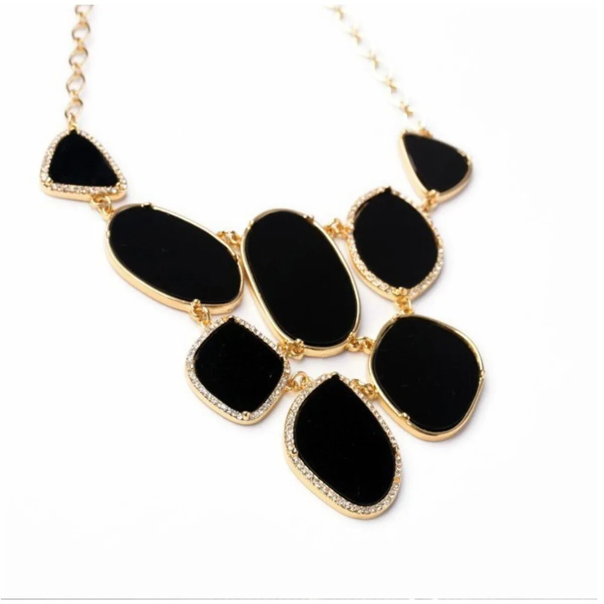Black Goldtone Statement Necklace - White sold by Zulily