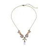 Goldtone Floral Imitation Pearl Necklace - White sold by Zulily