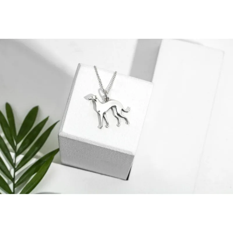 Sterling Silver Greyhound Dog Pendant Necklace - White sold by Zulily