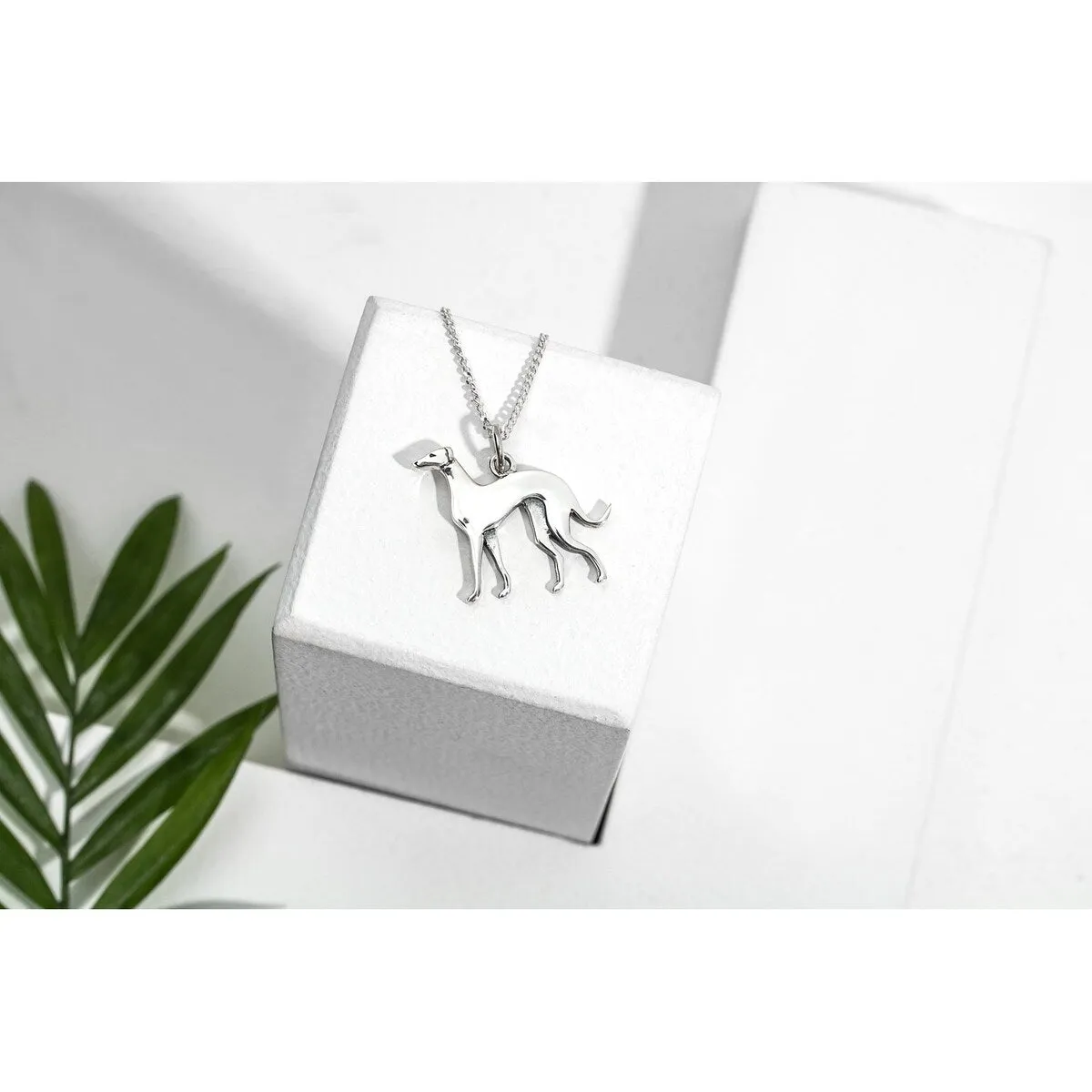Sterling Silver Greyhound Dog Pendant Necklace - White sold by Zulily