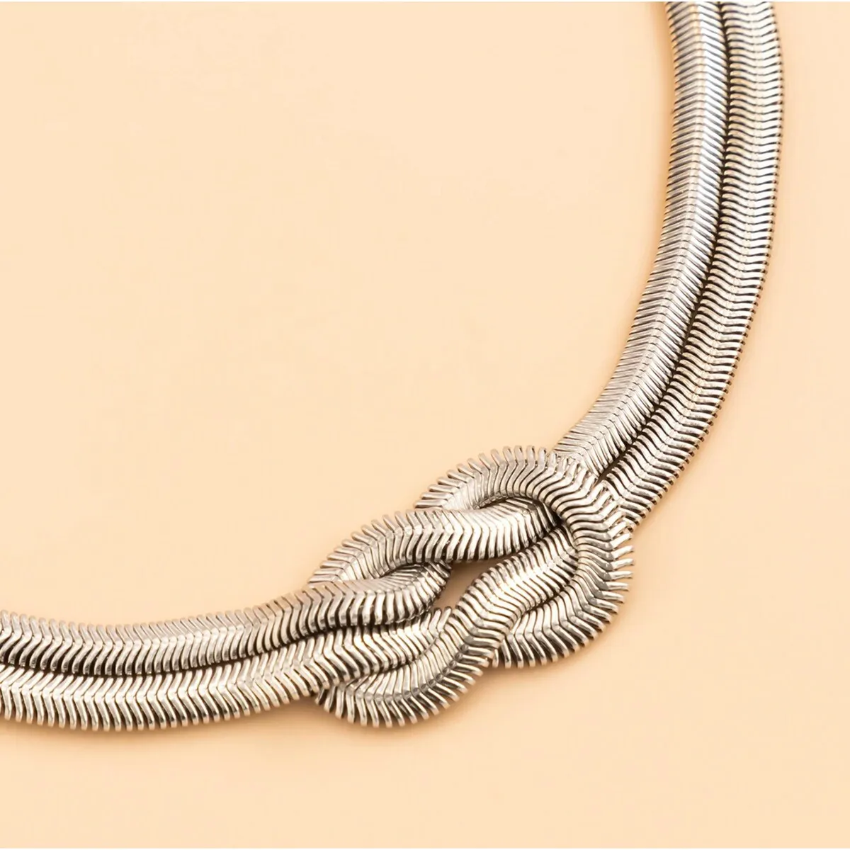 Silvertone Slip-knot Herringbone Chain Necklace - White sold by Zulily product image thumbnail 2