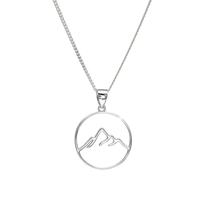 Sterling Silver Open Mountain Pendant Necklace - White sold by Zulily