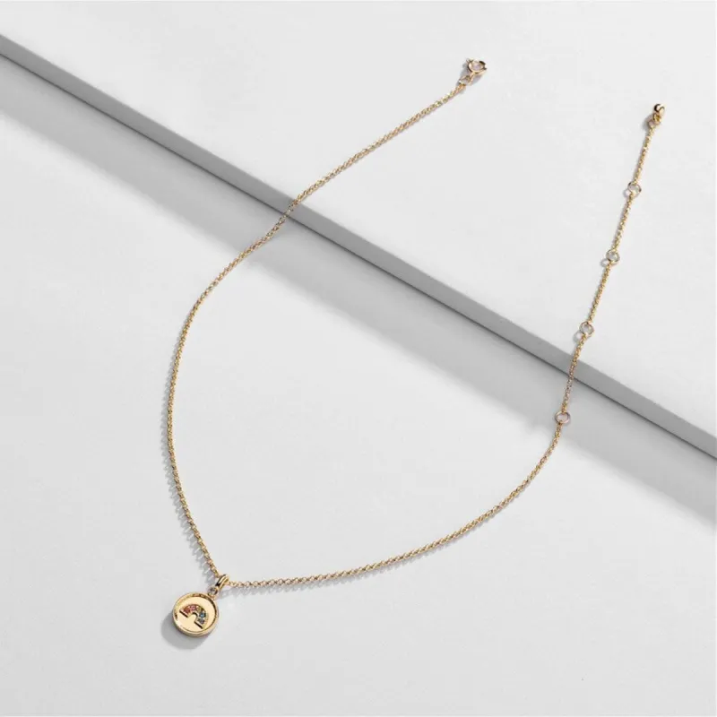 Goldtone Dainty Rainbow Pendant Necklace - White sold by Zulily