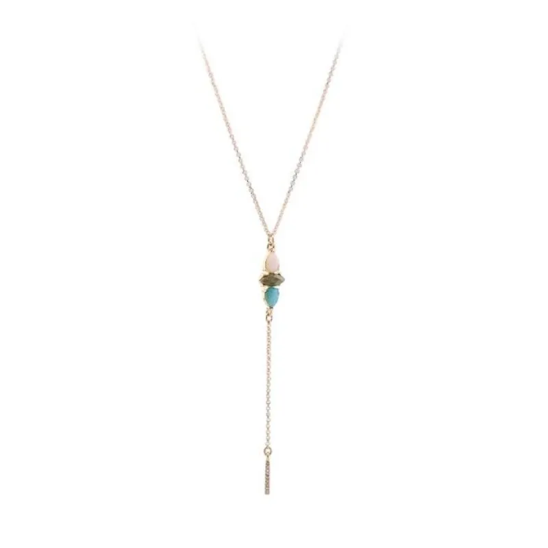 Goldtone, White Turquoise Drop Necklace sold by Zulily