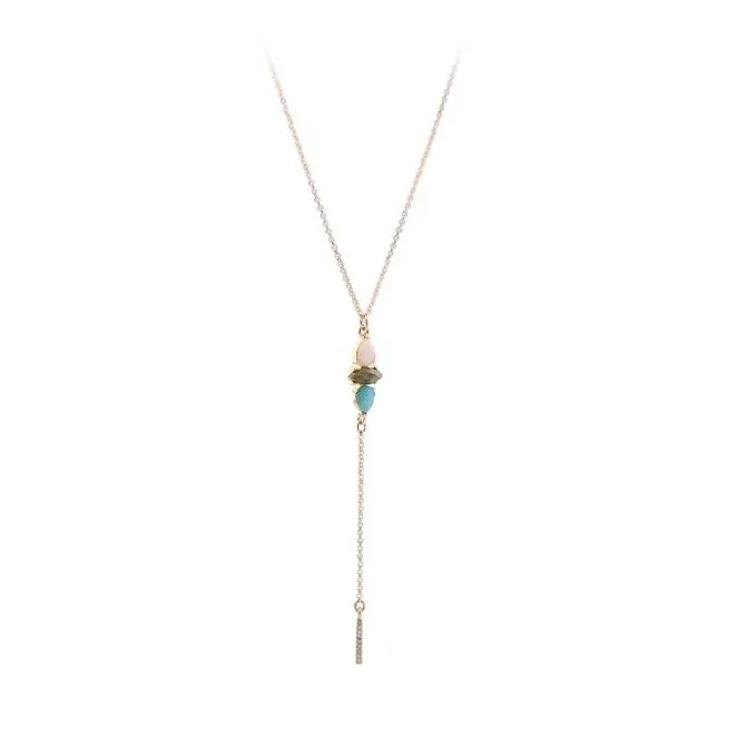 Goldtone, White Turquoise Drop Necklace sold by Zulily