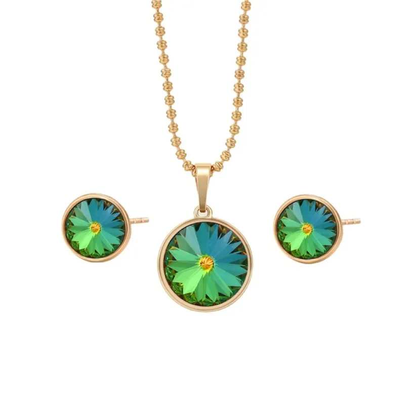 Vitrail Medium Swarovski Crystal Necklace Stud Earring Set - White sold by Zulily