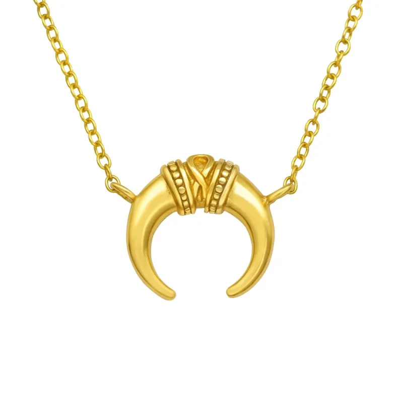 Sterling Silver 18k Gold-Plated Bull Horn Pendant Necklace - White sold by Zulily