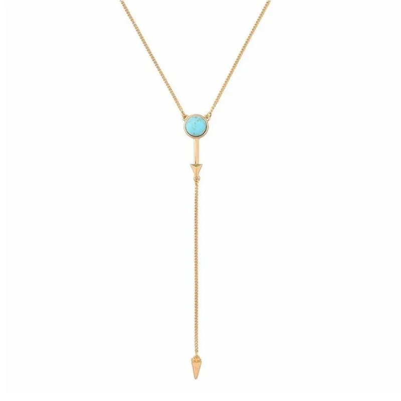 Goldtone Turquoise Bolo Style Necklace - White sold by Zulily
