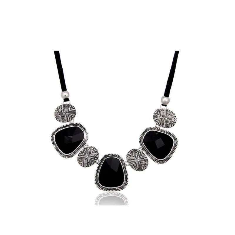 Black Silvertone Statement Necklace - White sold by Zulily