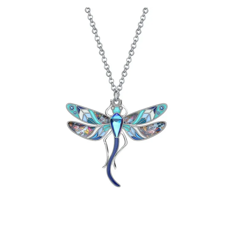 Silvertone Blue Dragonfly Pendant Necklace - White sold by Zulily